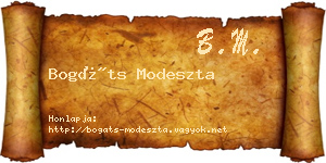Bogáts Modeszta névjegykártya